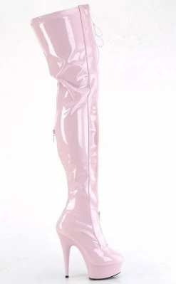 Pleaser DELIGHT-3027 Baby Pink/White Patent Thigh High Boots Pole Shoes 11 Pleaser DELIGHT-3027 Baby Pink/White Patent Thigh High Boots Pole Shoes
