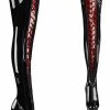 Pleaser Pole Shoes DELIGHT-3027 Black/Red Patent Thigh High Boots