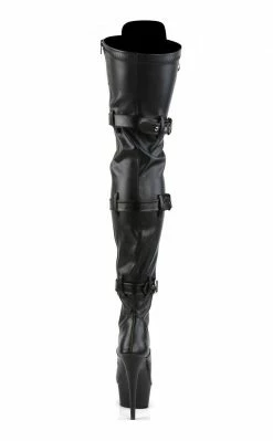 Pleaser DELIGHT-3028 Black / Black Matte Thigh High Boots Pole Shoes