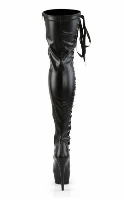 Pleaser DELIGHT-3050 Black / Black Matte Thigh High Boots Pole Shoes