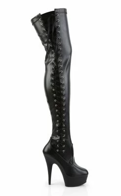 Pleaser DELIGHT-3050 Black / Black Matte Thigh High Boots Pole Shoes