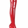 Pleaser Pole Shoes DELIGHT-3063 Red Str Pat/Red Thigh High Boots
