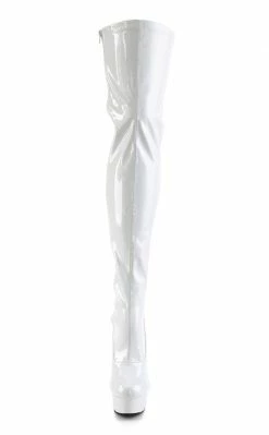 Pleaser Pole Shoes DELIGHT-3063 White Thigh High Boots
