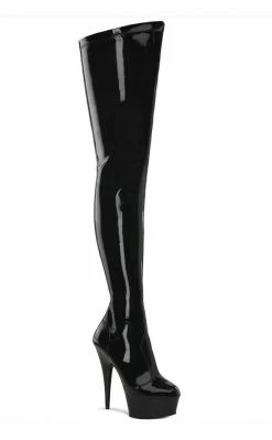 Pleaser Pole Shoes DELIGHT-4000 Black Stretch Super Long Boots