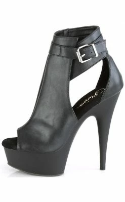 Pleaser DELIGHT-600-10 Black Faux Leather Heels Pole Shoes