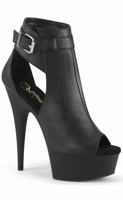 Pleaser DELIGHT-600-10 Black Faux Leather Heels Pole Shoes