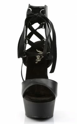 Pleaser DELIGHT-600-14 Black Faux Leather Heels