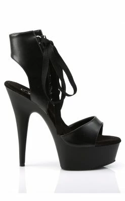 Pleaser DELIGHT-600-14 Black Faux Leather Heels