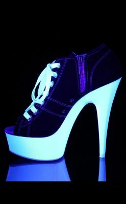 Pleaser Pole Shoes DELIGHT-600SK-01 Black Canvas Heels