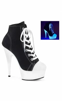 Pleaser DELIGHT-600SK-02 Black Canvas Heels