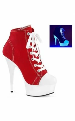Pleaser DELIGHT-600SK-02 Red Canvas Heels Pole Shoes