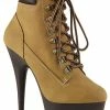 Pleaser Pole Shoes DELIGHT-600TL-02 Tan Nubuck Faux Leather Ankle Boots