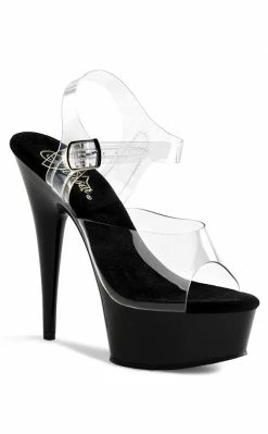 Pleaser DELIGHT-608 Clear & Black Heels