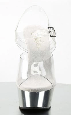 Pleaser Pole Shoes DELIGHT-608 Clear & Silver Chrome Heels