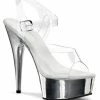 Pleaser Pole Shoes DELIGHT-608 Clear & Silver Chrome Heels