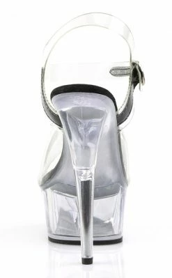Pleaser DELIGHT-608 Clear With Black Heels Pole Shoes