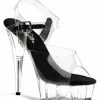 Pleaser DELIGHT-608 Clear With Black Heels Pole Shoes