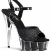 Pleaser DELIGHT-609-5G Black Glitter Heels Pole Shoes