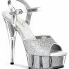 Pleaser Pole Shoes DELIGHT-609-5G Slv Gltr/Slv Gltr Heels