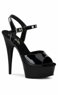 Pleaser DELIGHT-609 Black Patent Heels Pole Shoes