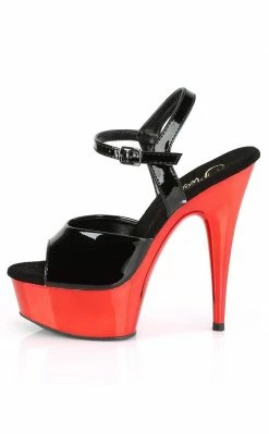 Pleaser Pole Shoes DELIGHT-609 Black Red Chrome Heels