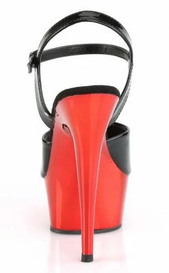 Pleaser Pole Shoes DELIGHT-609 Black Red Chrome Heels