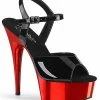 Pleaser Pole Shoes DELIGHT-609 Black Red Chrome Heels