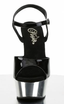 Pleaser Pole Shoes DELIGHT-609 Blk/Slv Chrome Heels