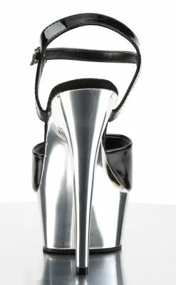 Pleaser Pole Shoes DELIGHT-609 Blk/Slv Chrome Heels