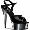 Pleaser Pole Shoes DELIGHT-609 Blk/Slv Chrome Heels