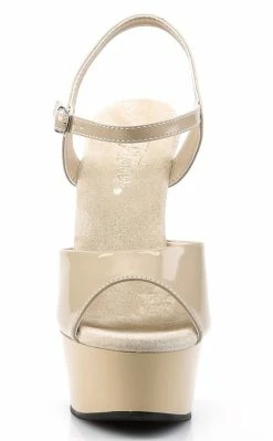Pleaser DELIGHT-609 Cream Patent Heels Pole Shoes