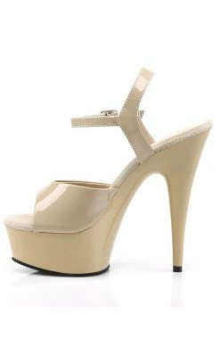Pleaser DELIGHT-609 Cream Patent Heels Pole Shoes