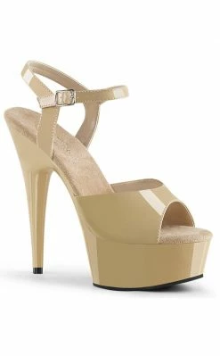Pleaser DELIGHT-609 Cream Patent Heels Pole Shoes