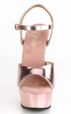 Pleaser Pole Shoes DELIGHT-609 Rose Gold Chrome Heels