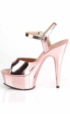 Pleaser Pole Shoes DELIGHT-609 Rose Gold Chrome Heels