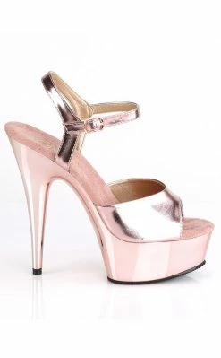 Pleaser Pole Shoes DELIGHT-609 Rose Gold Chrome Heels