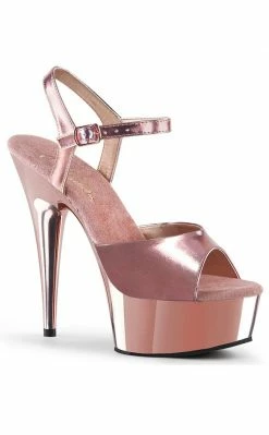 Pleaser Pole Shoes DELIGHT-609 Rose Gold Chrome Heels