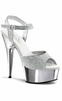 Pleaser DELIGHT-609G Slv Multi Gltr/Slv Chrome Heels