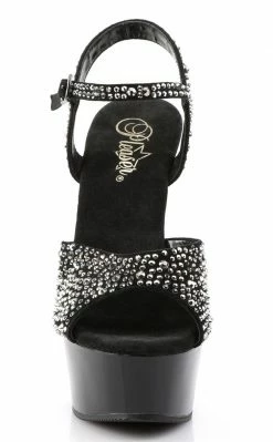 Pleaser Pole Shoes DELIGHT-609RS Black / Pewter Heels