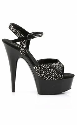 Pleaser Pole Shoes DELIGHT-609RS Black / Pewter Heels