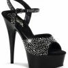Pleaser Pole Shoes DELIGHT-609RS Black / Pewter Heels