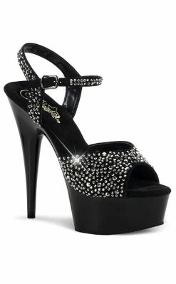 Pleaser Pole Shoes DELIGHT-609RS Black / Pewter Heels