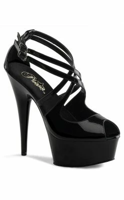 Pleaser Pole Shoes DELIGHT-612 Black Patent Heels