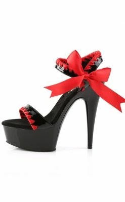 Pleaser DELIGHT-615 Blk-Red/Blk Heels