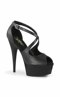 Pleaser DELIGHT-621 Strappy Black Heels Pole Shoes