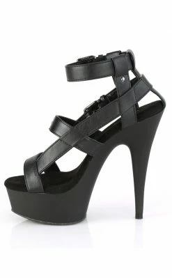 Pleaser DELIGHT-637 Black Matte Gladiator Heels
