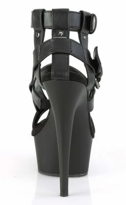Pleaser DELIGHT-637 Black Matte Gladiator Heels