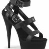 Pleaser DELIGHT-637 Black Matte Gladiator Heels