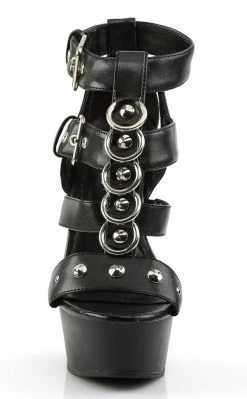 Pleaser DELIGHT-658 Black Faux Leather Heels Pole Shoes