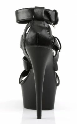 Pleaser DELIGHT-658 Black Faux Leather Heels Pole Shoes